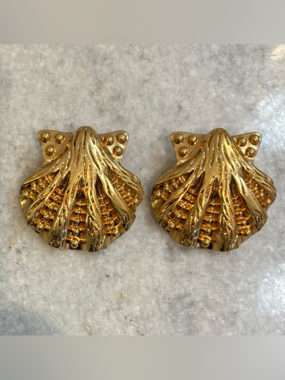 Versace Gold Statement Shell Earrings
